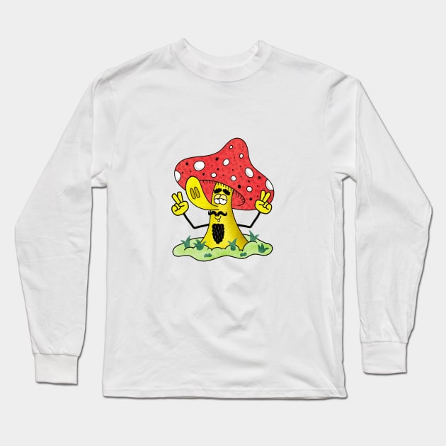 Peaceful Mushroom Long Sleeve T-Shirt by DoodleSwarm